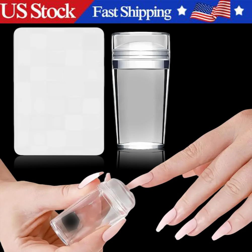 Silicone Nail Stamping Plate Set with Scraper for French Nail Art DIY