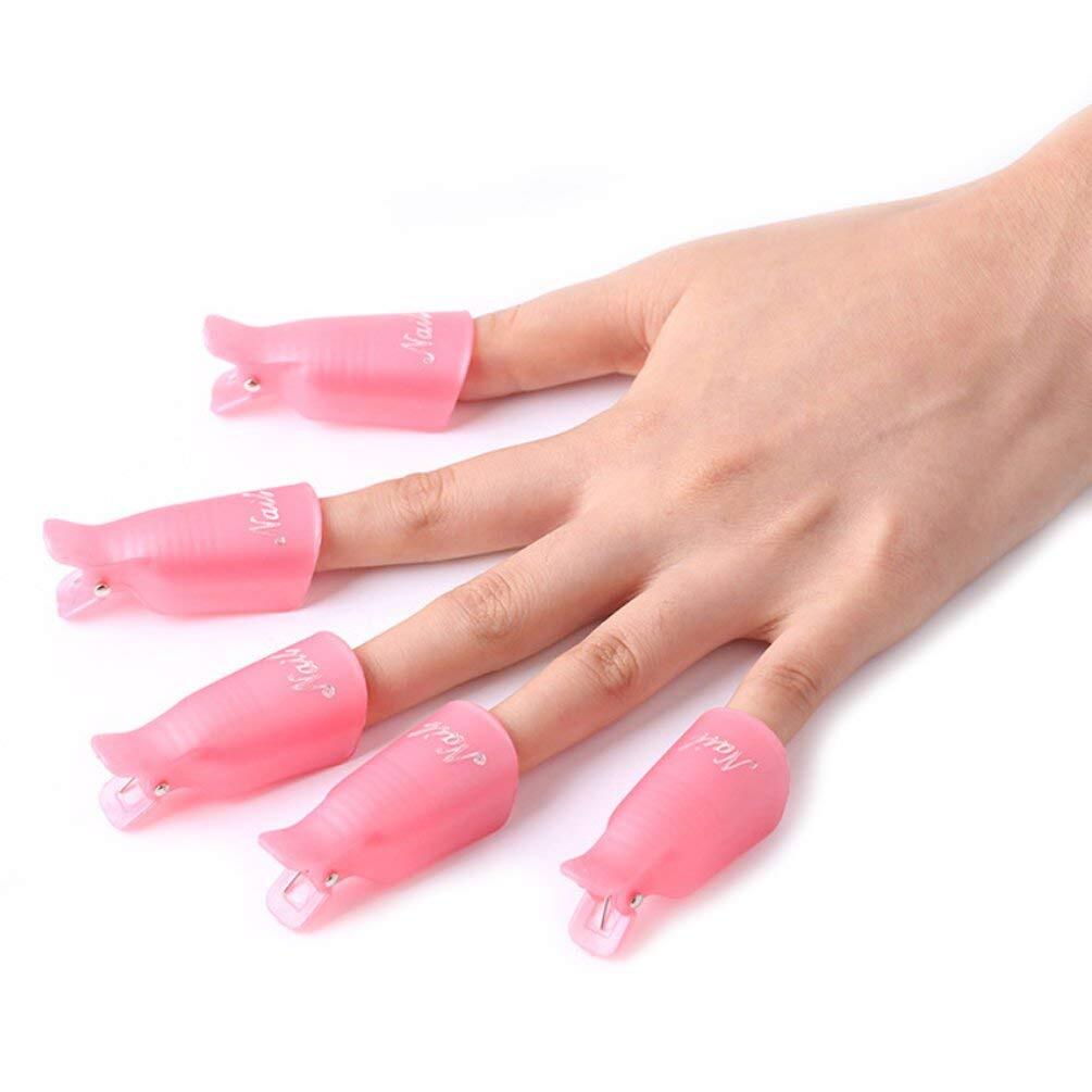 Gel Nail Polish Remover Clips Set - Reusable Soak-Off Manicure & Pedicure Caps
