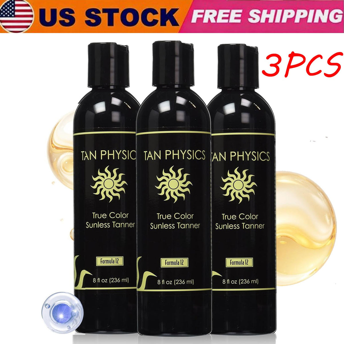3-Pack Self Tanner Lotion - Sunless Tanning & Anti-Aging Hydrator, 8 fl oz