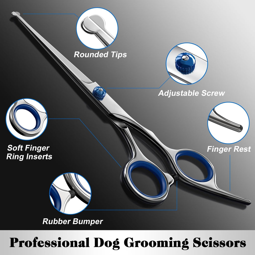 4-in-1 Pet Grooming Scissors Kit with Round Tips for Dogs and Cats