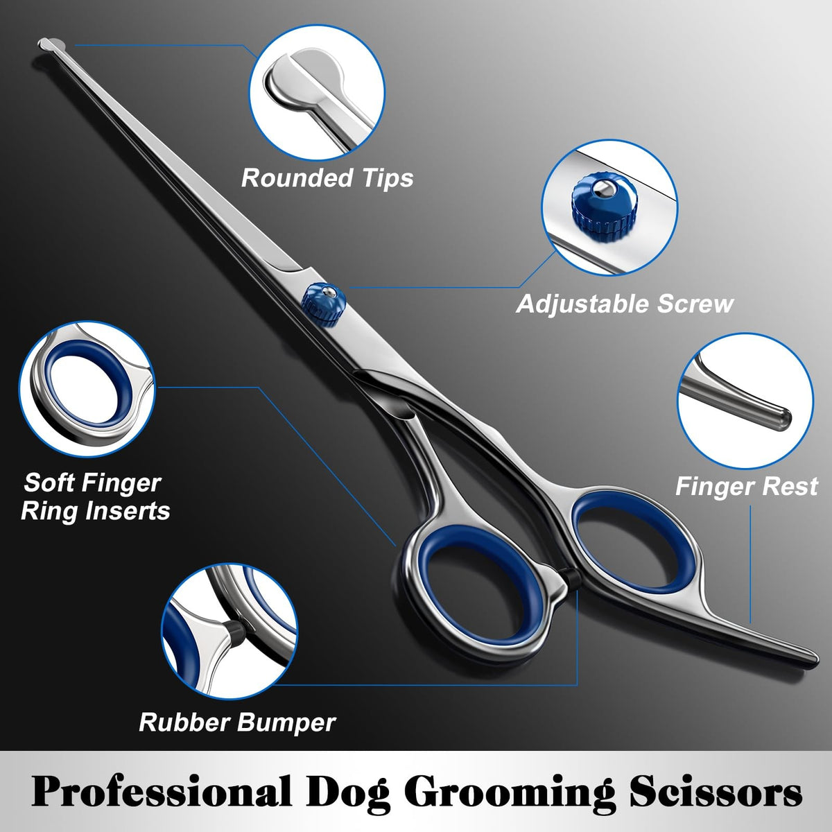 4-in-1 Pet Grooming Scissors Kit with Round Tips for Dogs and Cats