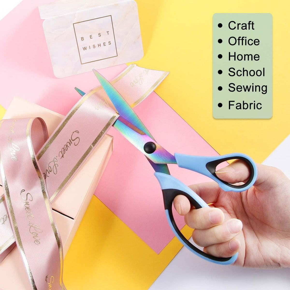 All Purpose Scissors 3 Pack - Ultra Sharp Titanium Blades, Comfort Grip