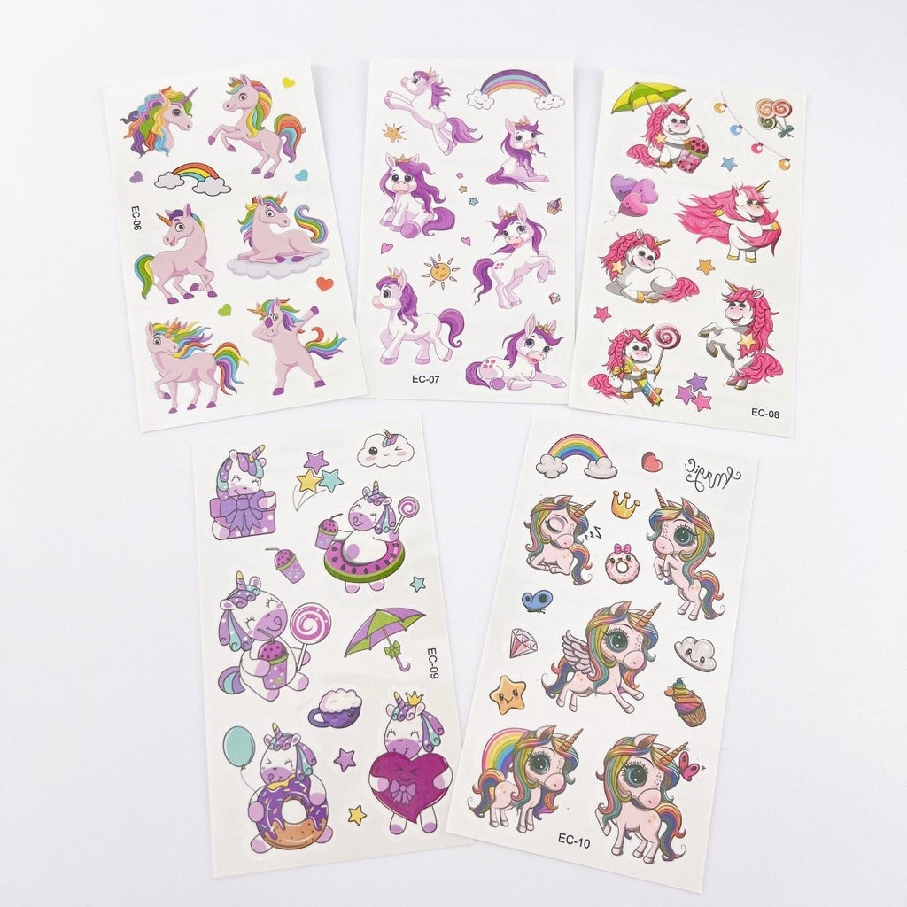 Unicorn Temporary Tattoos Sheets – 10 Non-Toxic Kids Party Favors