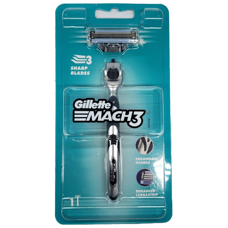 Gillette Mach3 Razor Handle & Refill Cartridge Set - 3 Pack