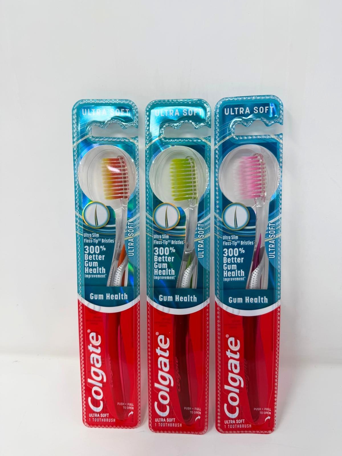3 Pack Ultra Soft Floss Tip Manual Toothbrushes for Gum Health