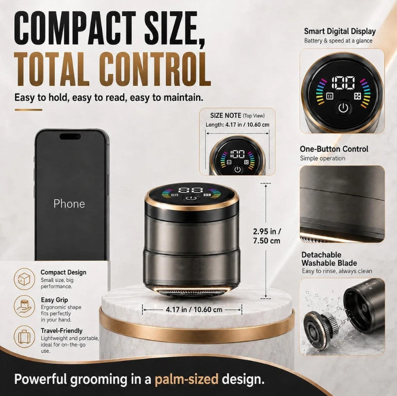 2-in-1 Electric Bald Head Shaver & Beard Trimmer - Rechargeable & Washable