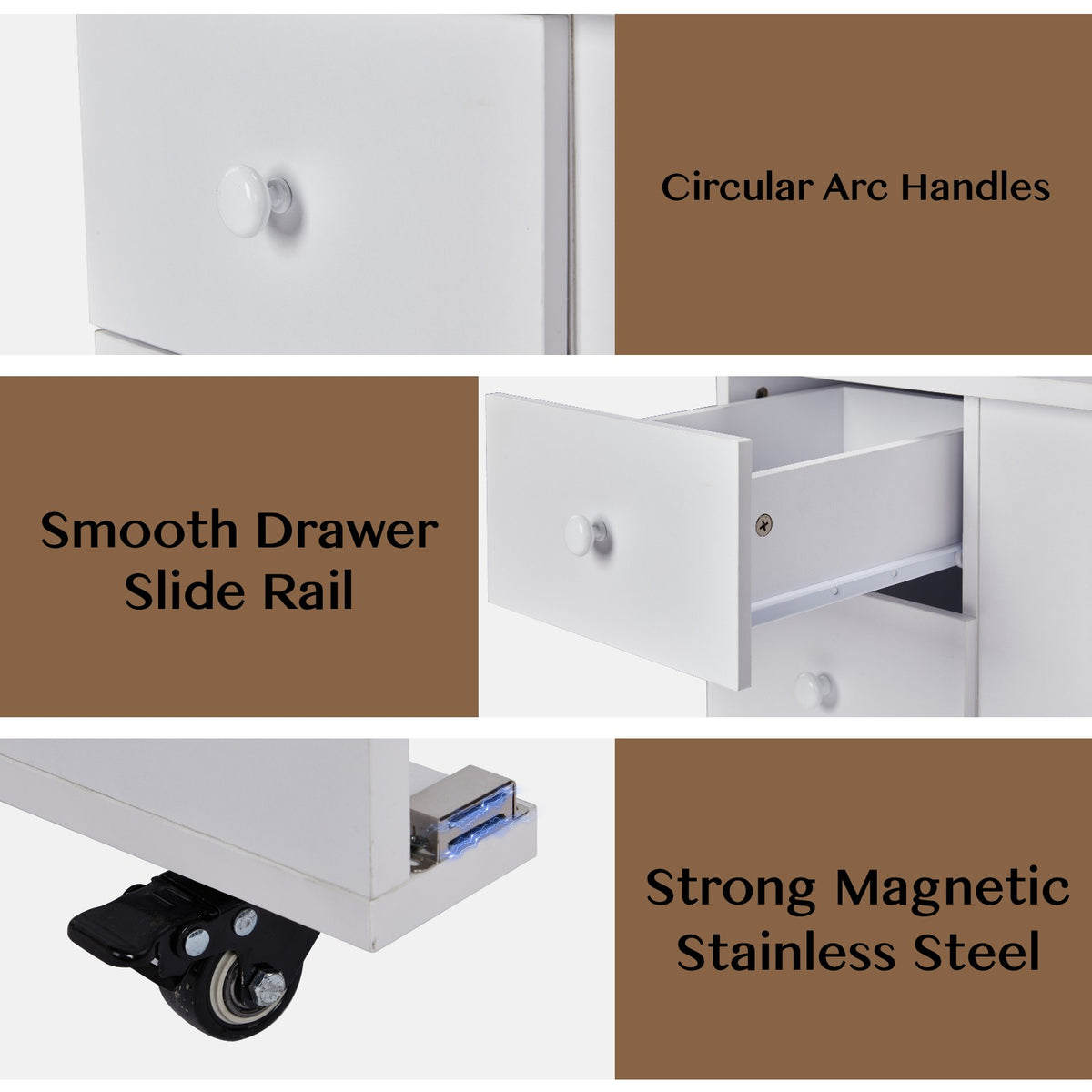 Foldable Manicure Table with Lockable Wheels & Built-in Storage
