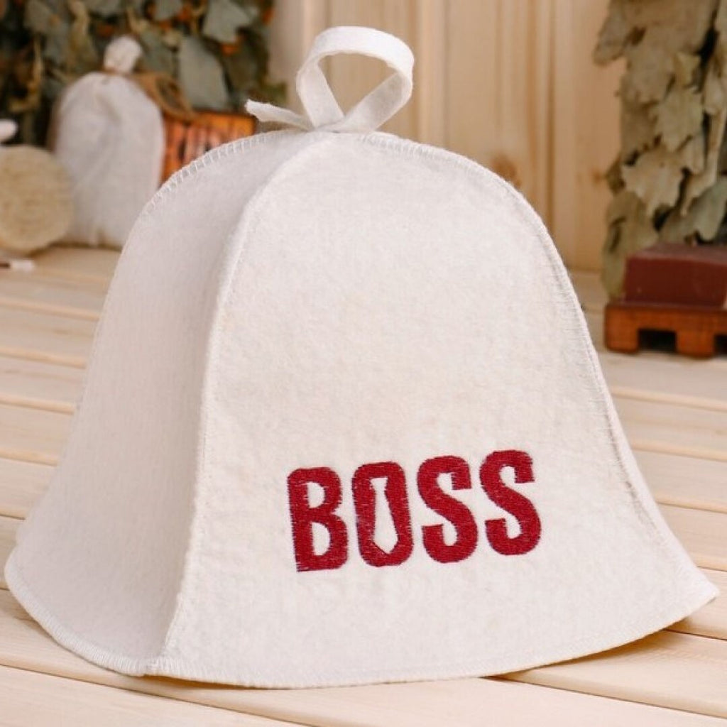 Sauna Hat Wool Felt Russian Banya Head Cover - Natural Wool