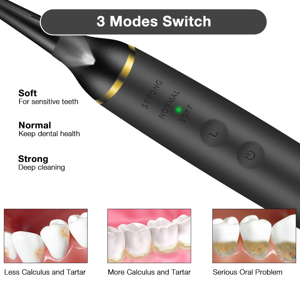 Electric Ultrasonic Dental Scaler Tartar & Plaque Remover with LED Light