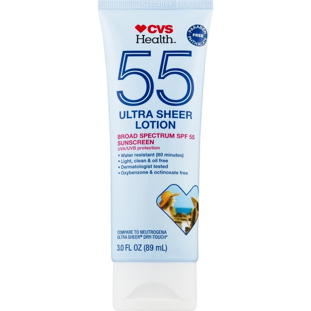 SPF 55 Broad Spectrum Sunscreen Lotion 3 oz - Water Resistant & Lightweight, 2 Pack
