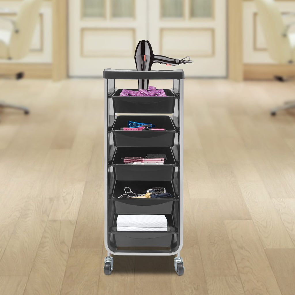 Salon Trolley Cart with 5 Drawers and Wheels for Beauty and Barber Shops