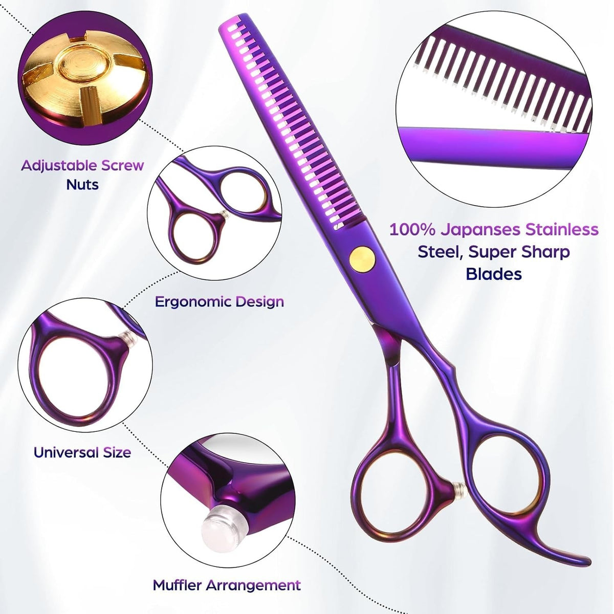 Professional Hair Cutting Scissors Set with Thinning & Styling Tools - 6.89 Inches