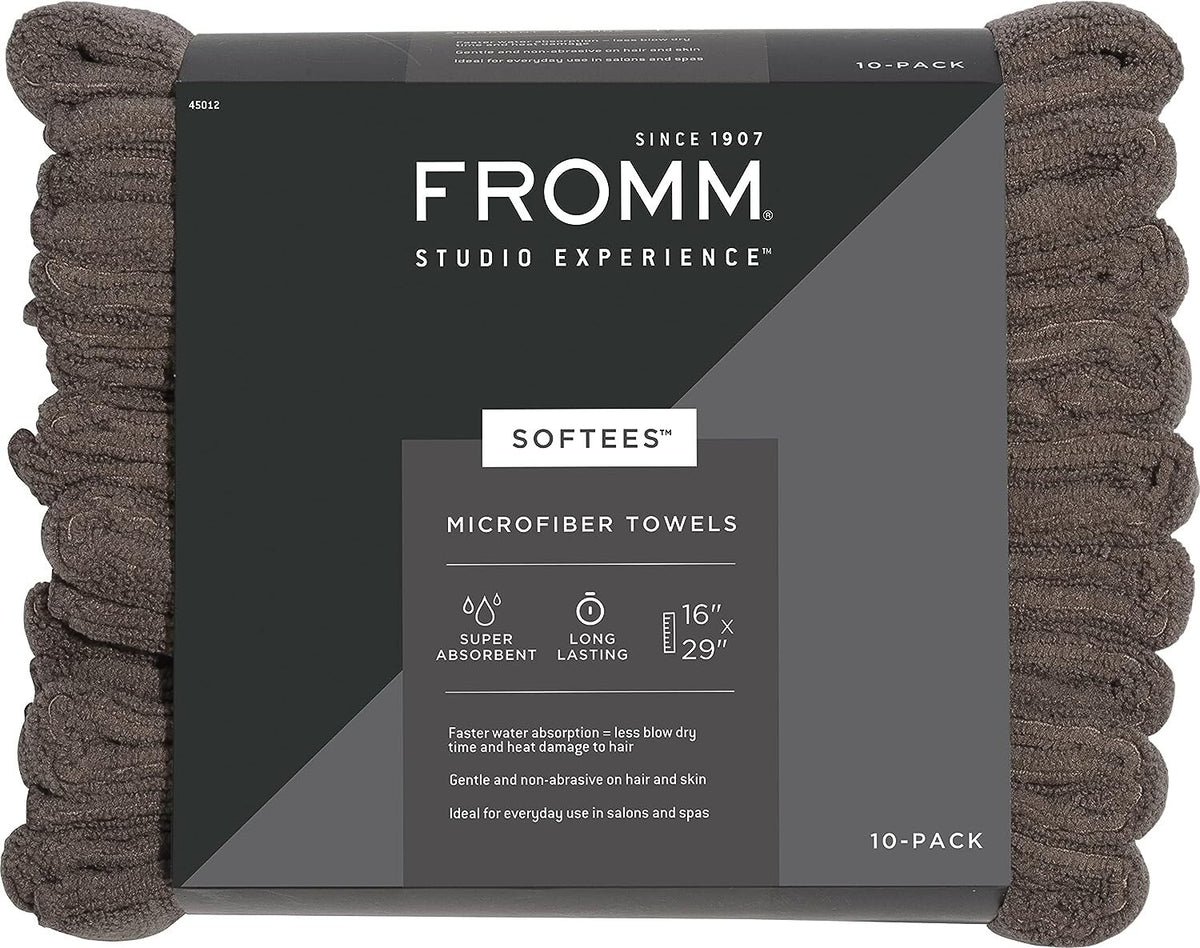 Microfiber Salon Hair Towels Set of 10 16x29 Inches - Brown, Quick Dry & Gentle