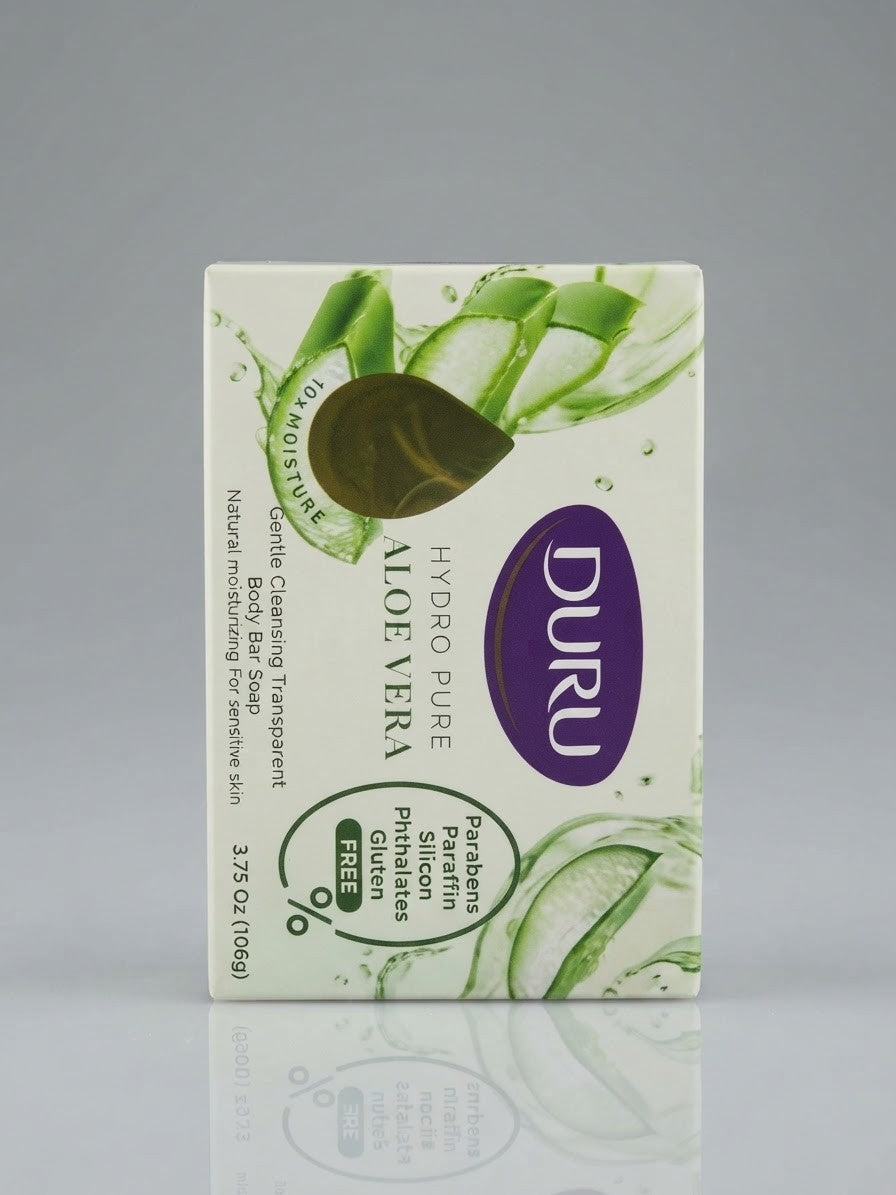 Duru Hydro Pure Aloe Vera Soap 4 Pack - Transparent Glycerin Bars for Sensitive Skin