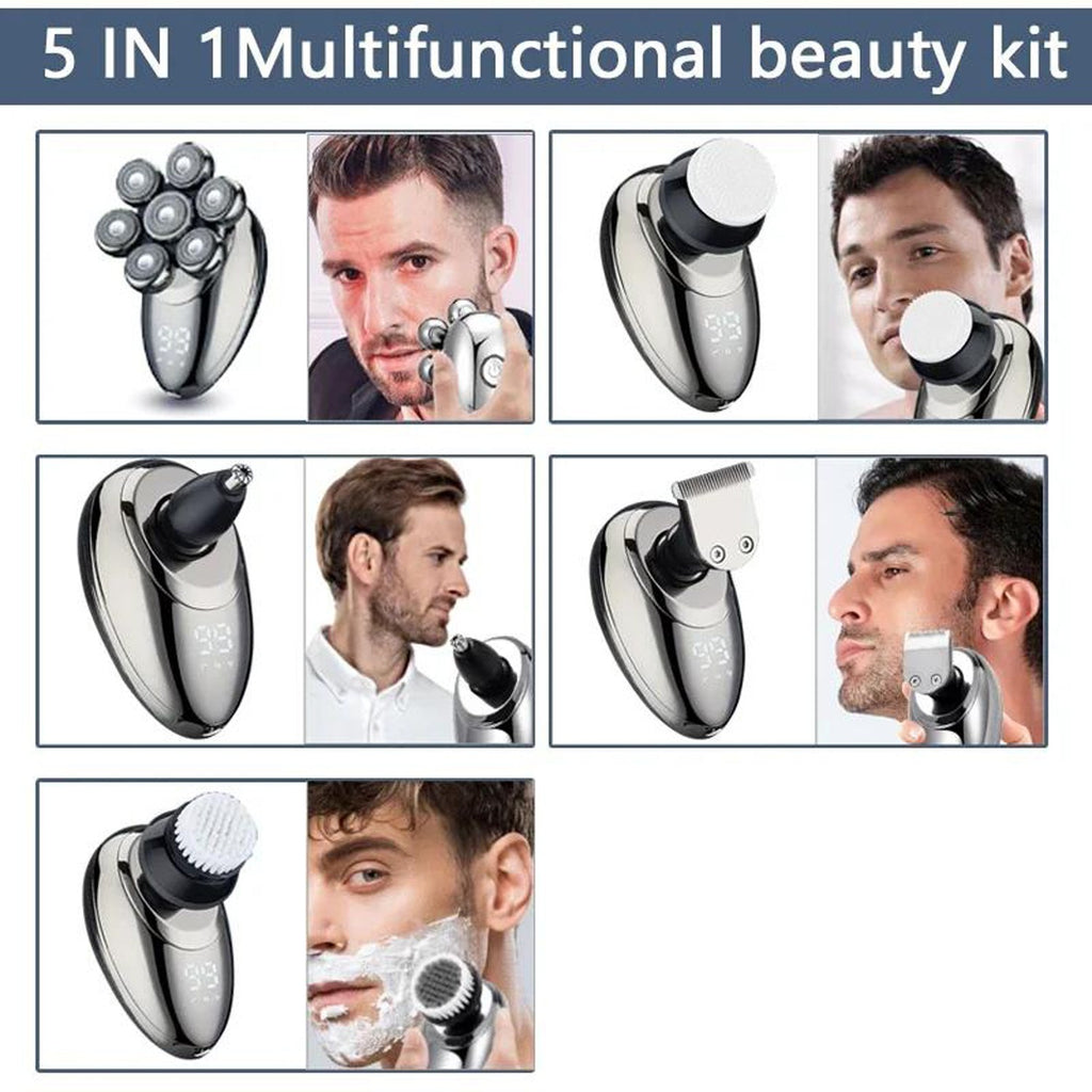 Electric Head Shaver for Bald Men 5-in-1 Cordless Razor Wet & Dry Grooming