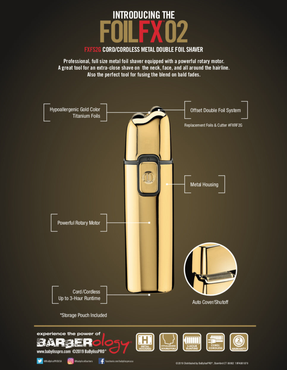 Cordless Gold Double Foil Electric Shaver for Men and Women