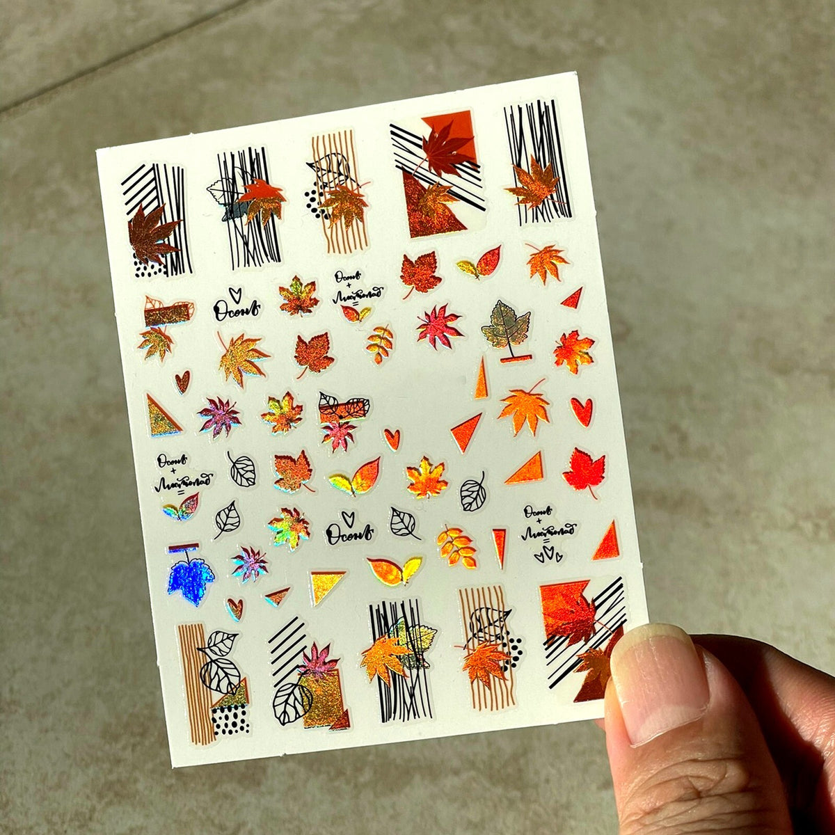 Autumn Leaves Nail Stickers - Fall Laser Nail Art Decals for Manicure