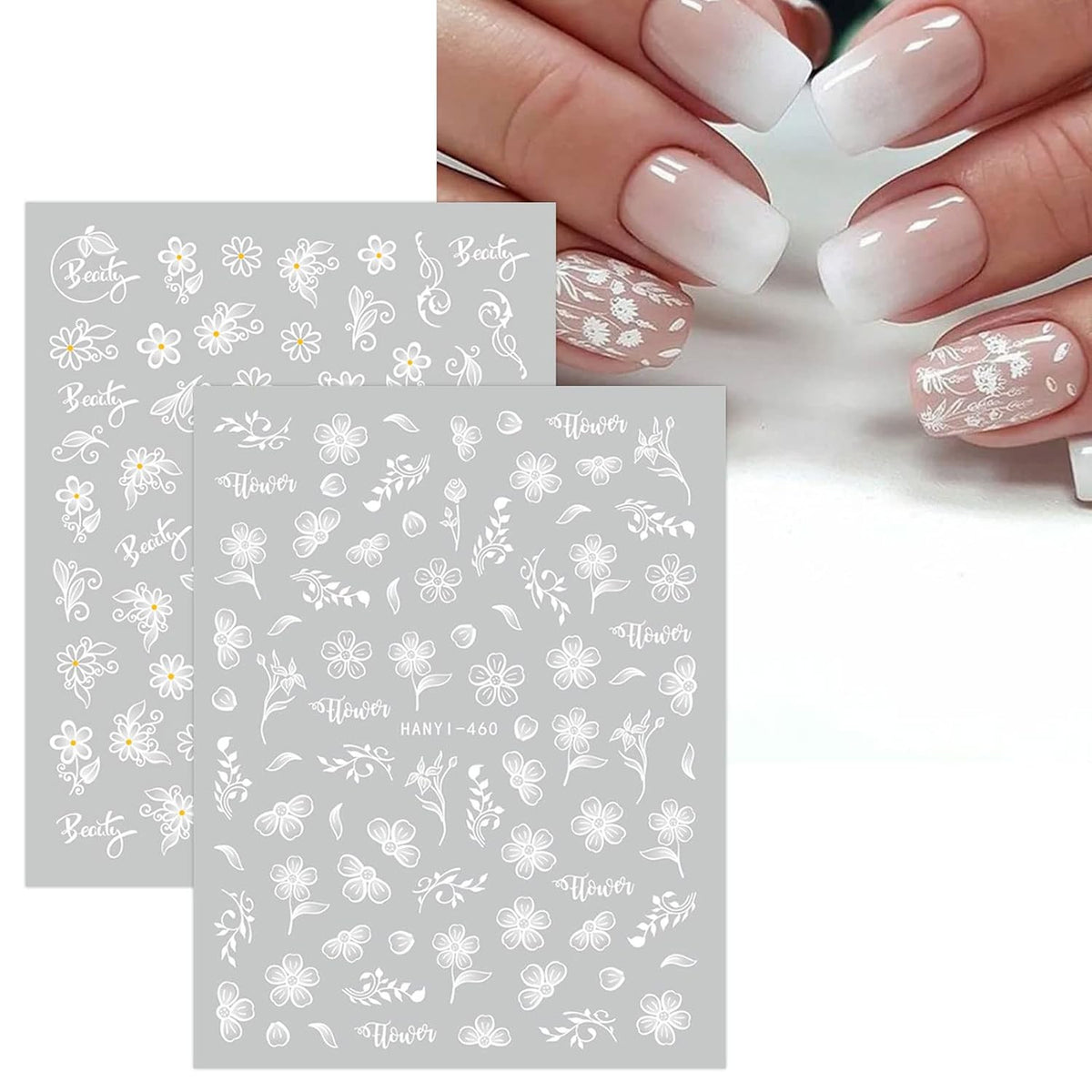 Spring Flower Nail Art Stickers Set - Self-Adhesive Decals for Nails