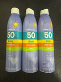 Kids SPF50 Broad Spectrum Clear Spray Sunscreen 9.1oz Pack of 3