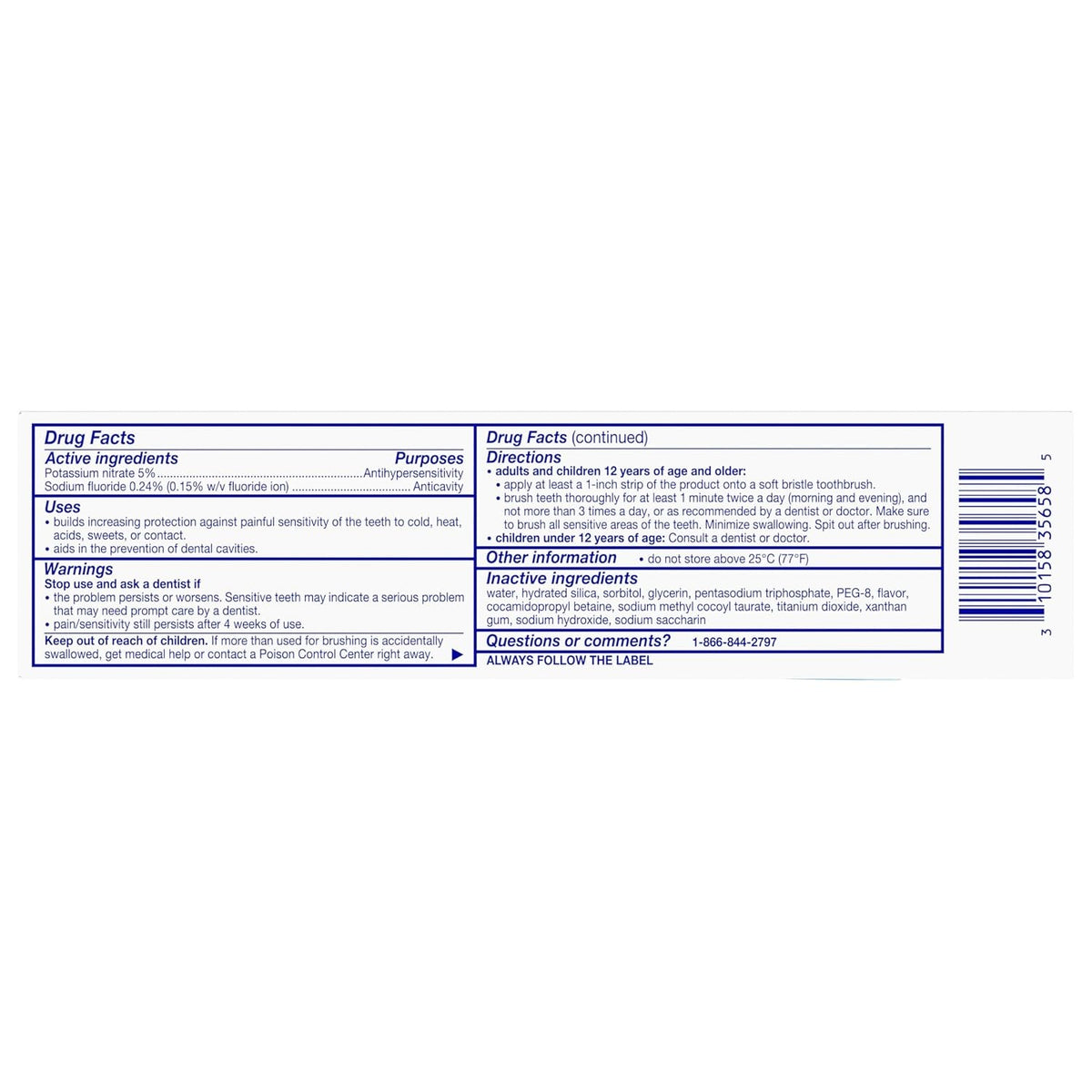 Sensodyne Extra Whitening Cool Mint Toothpaste for Sensitive Teeth 4 oz