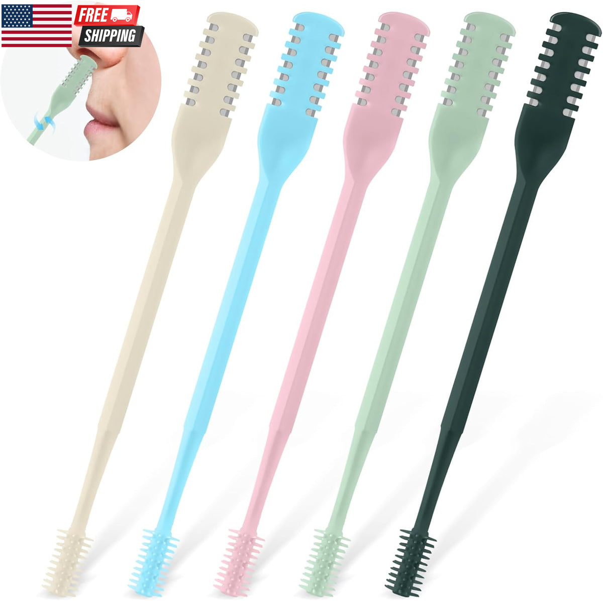 Nasal Hair Trimmer 5-Piece 2-in-1 Nose Hair Cutter with Double Sided Blades