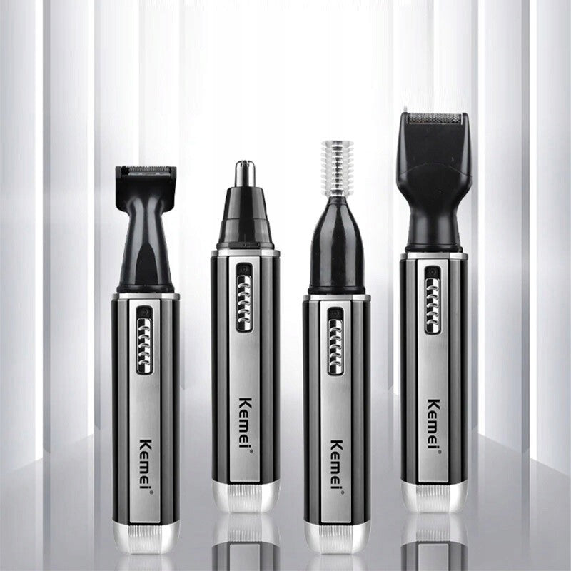 4-in-1 Rechargeable Beard Nose Ear Hair Trimmer Set - Waterproof