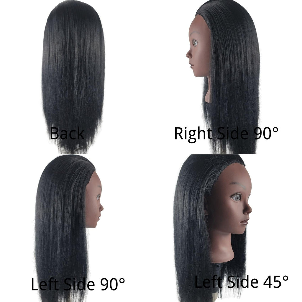 Practice Hair Mannequin Head for Braiding and Styling - Black Yaki Texture