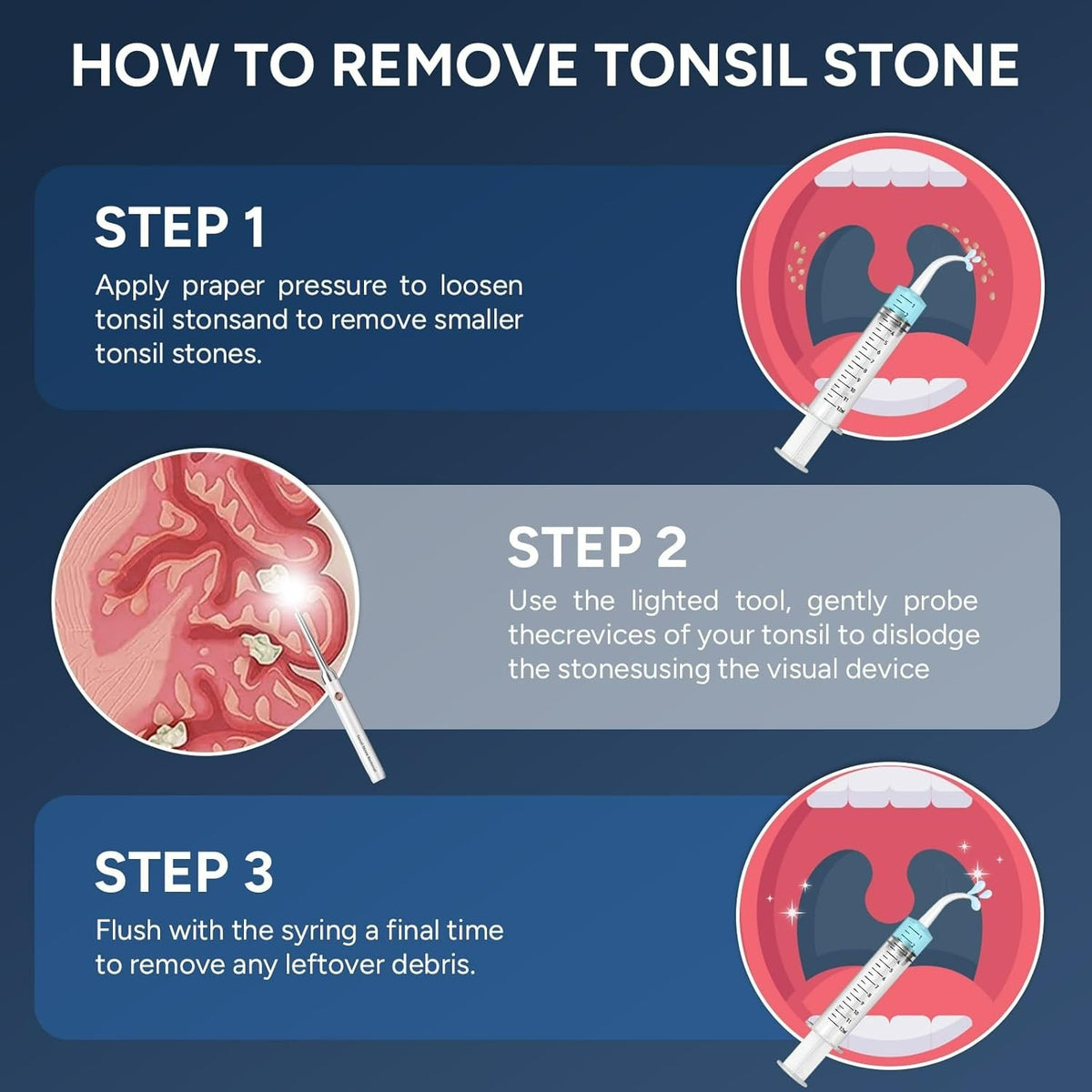 Visual Tonsil Stone Remover Kit with Camera and LED Light