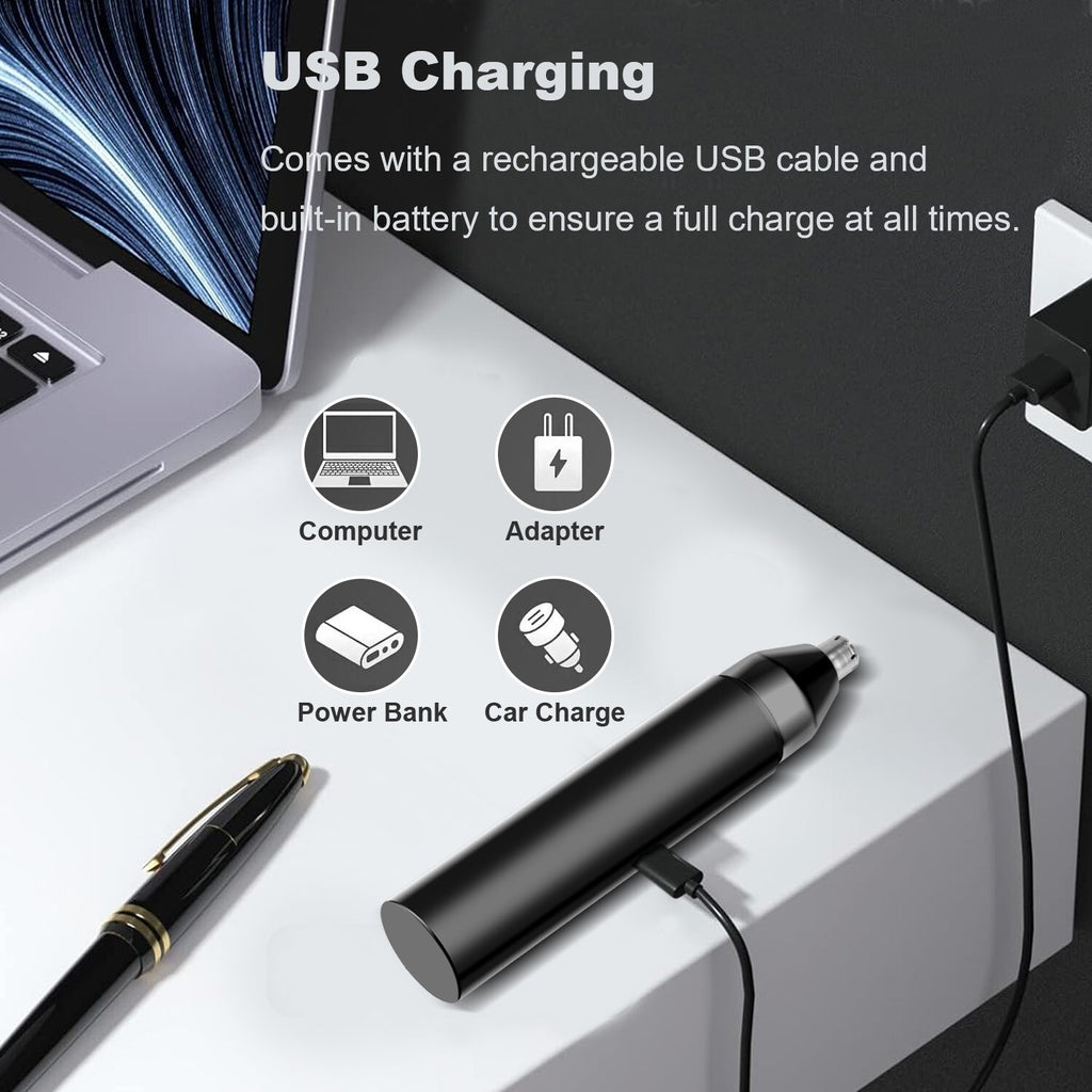 Men's Electric Nose Ear Hair Trimmer Waterproof USB Rechargeable