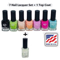 Matte Nail Polish Set with Top Coat - 7 Full-Size Bottles + 1 Top Coat, Made in USA