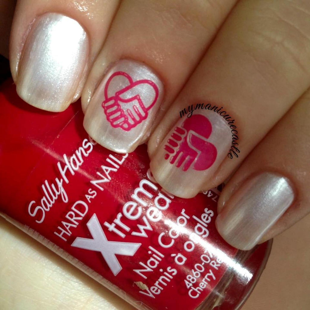 Nail Art Stamping Plate Breast Cancer Support Ribbon Design for Manicure