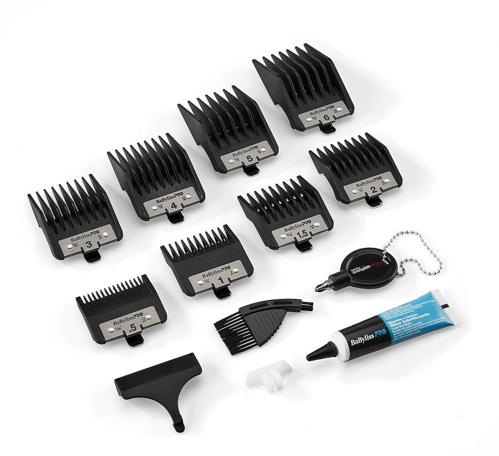 Dual Battery Cordless Hair Clipper with 8 Guide Guards & Free Spray