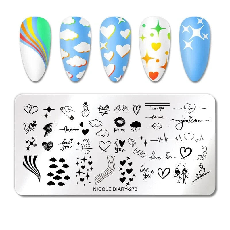 Nail Stamping Plate Love & Hearts 273 for Nail Art and Design