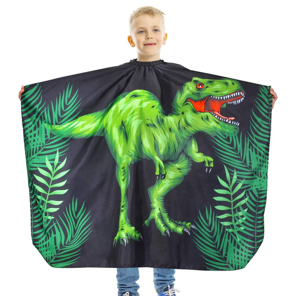 Kids Waterproof Dinosaur Haircut Cape – Adjustable Salon Barber Cover