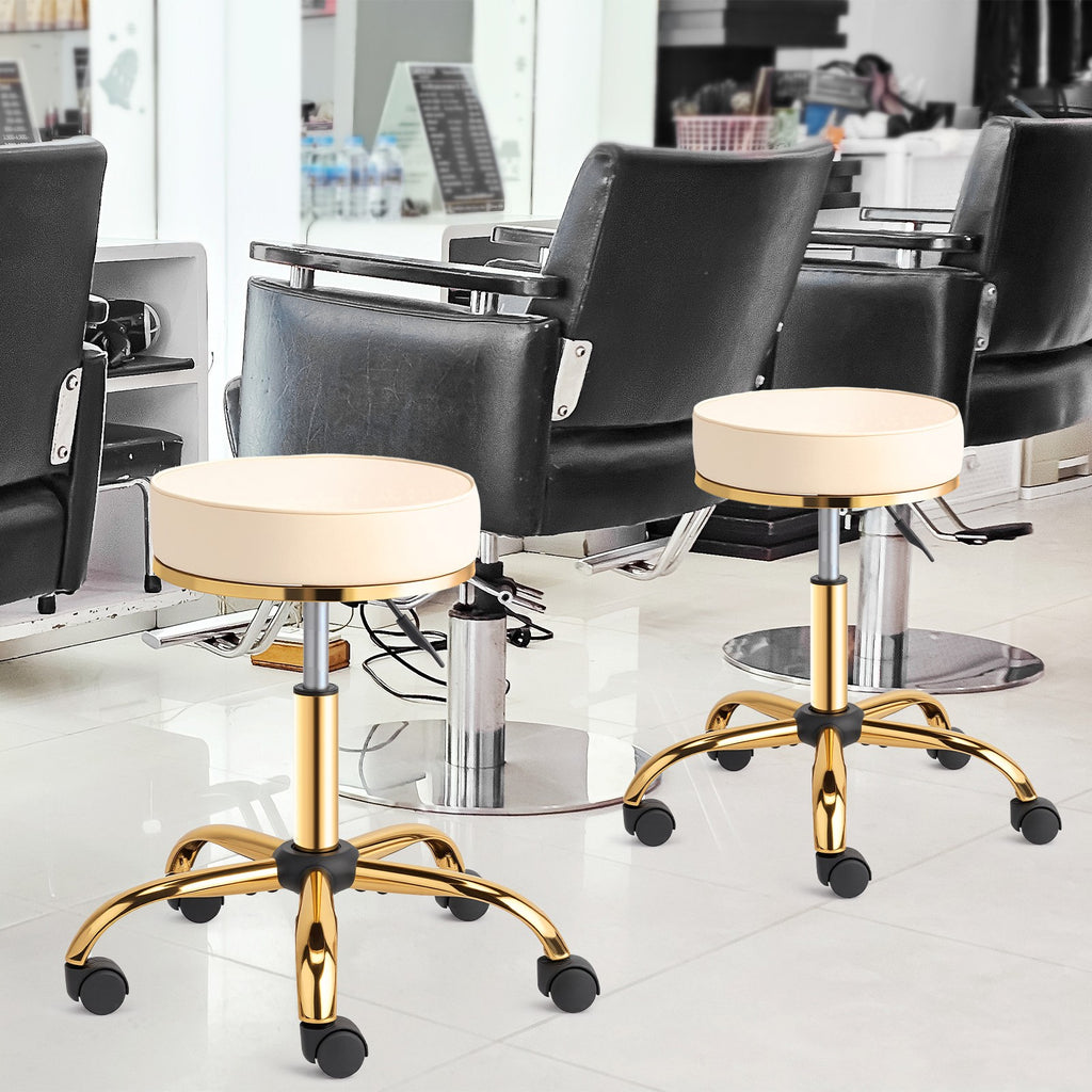 Adjustable Hydraulic Rolling Stool with 5 Wheels for Salon and Office Use