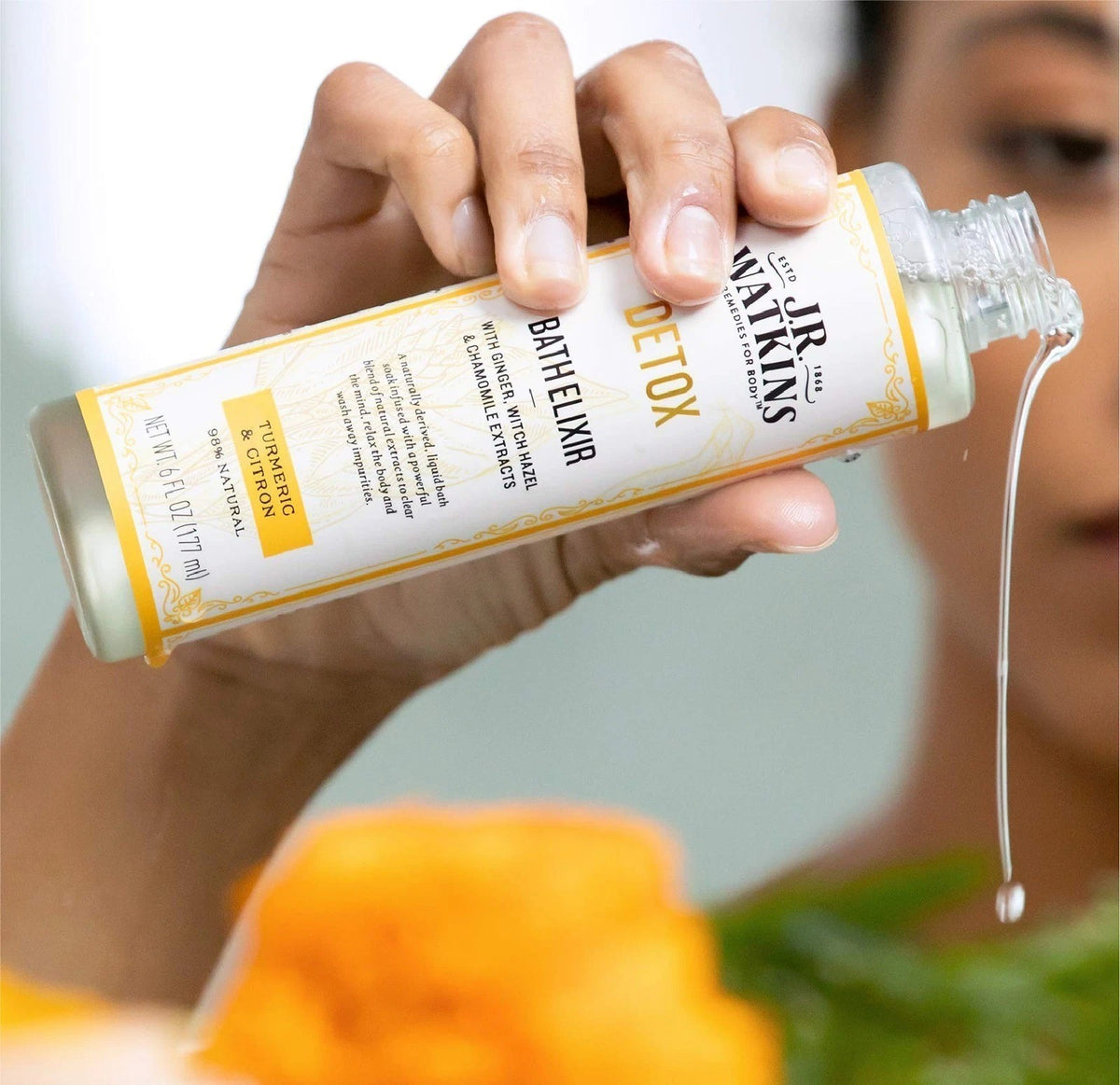 Detox Bath Elixir with Turmeric & Citron - Natural Bath Soak 6 Fl Oz