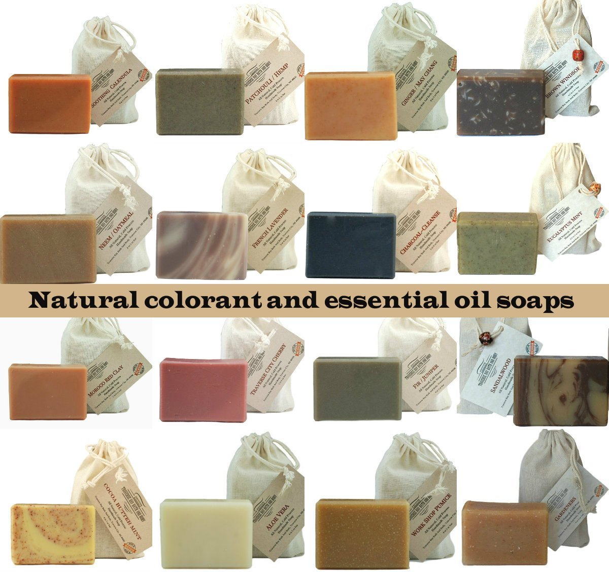 Set of 4 Natural Handmade Botanical Soaps - Aromatherapy & Therapeutic Benefits