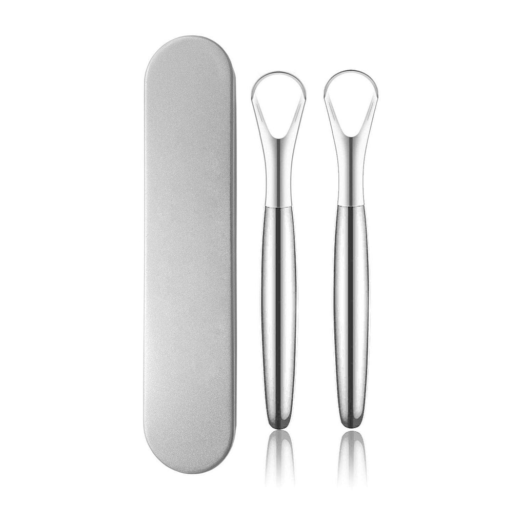 Stainless Steel Tongue Scraper 2 Pack for Bad Breath & Oral Hygiene