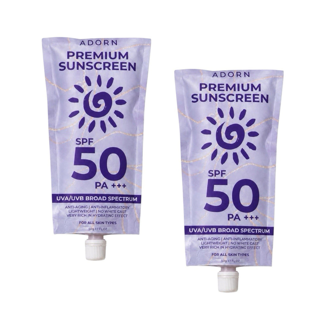 Premium Sunscreen SPF 50 PA+++ 50g - 2 Pack Broad Spectrum Sun Protection