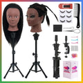 18-Inch Real Hair Mannequin Head with Stand for Makeup & Hairstyling Practice