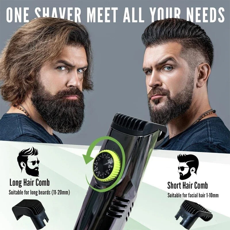 Cordless Beard Trimmer with 20 Length Settings and Digital Battery Display