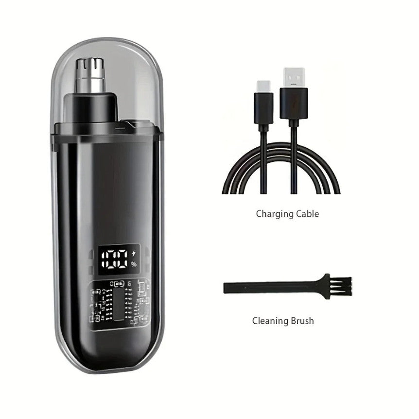 USB Rechargeable Nose & Ear Hair Trimmer - Compact Electric Grooming Tool