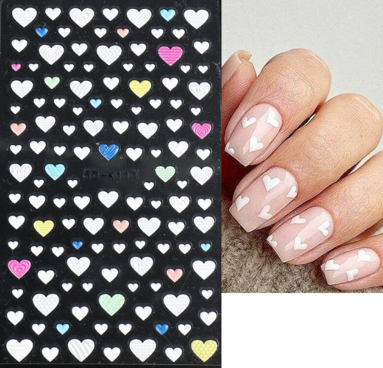 Valentine Heart Nail Art Stickers Self-Adhesive Decals for DIY Nails