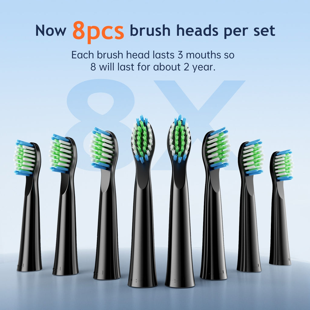 Rechargeable Electric Toothbrush with 8 Brush Heads & 5 Modes - Travel Case