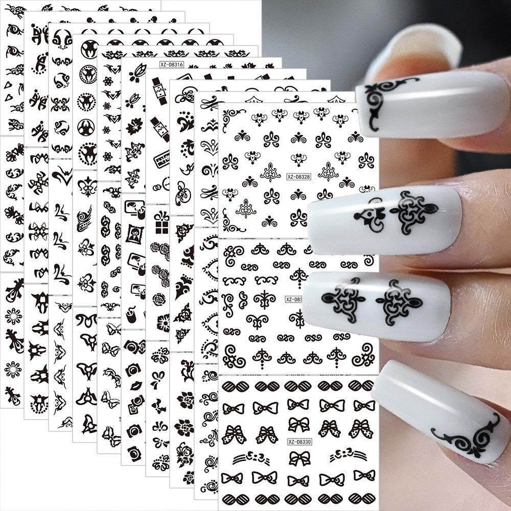30Pcs Nail Art Stickers Decals Set - Flower Lace Rose Heart Designs for Manicure