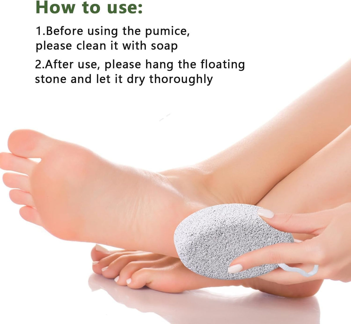 Natural Pumice Stone Foot Scrubber for Callus Removal - 1 or 2-Pack