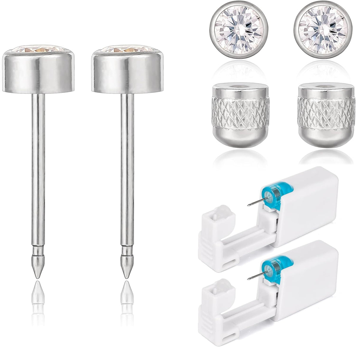 Titanium Ear Piercing Gun Kit - Disposable Gun with Hypoallergenic Titanium Studs