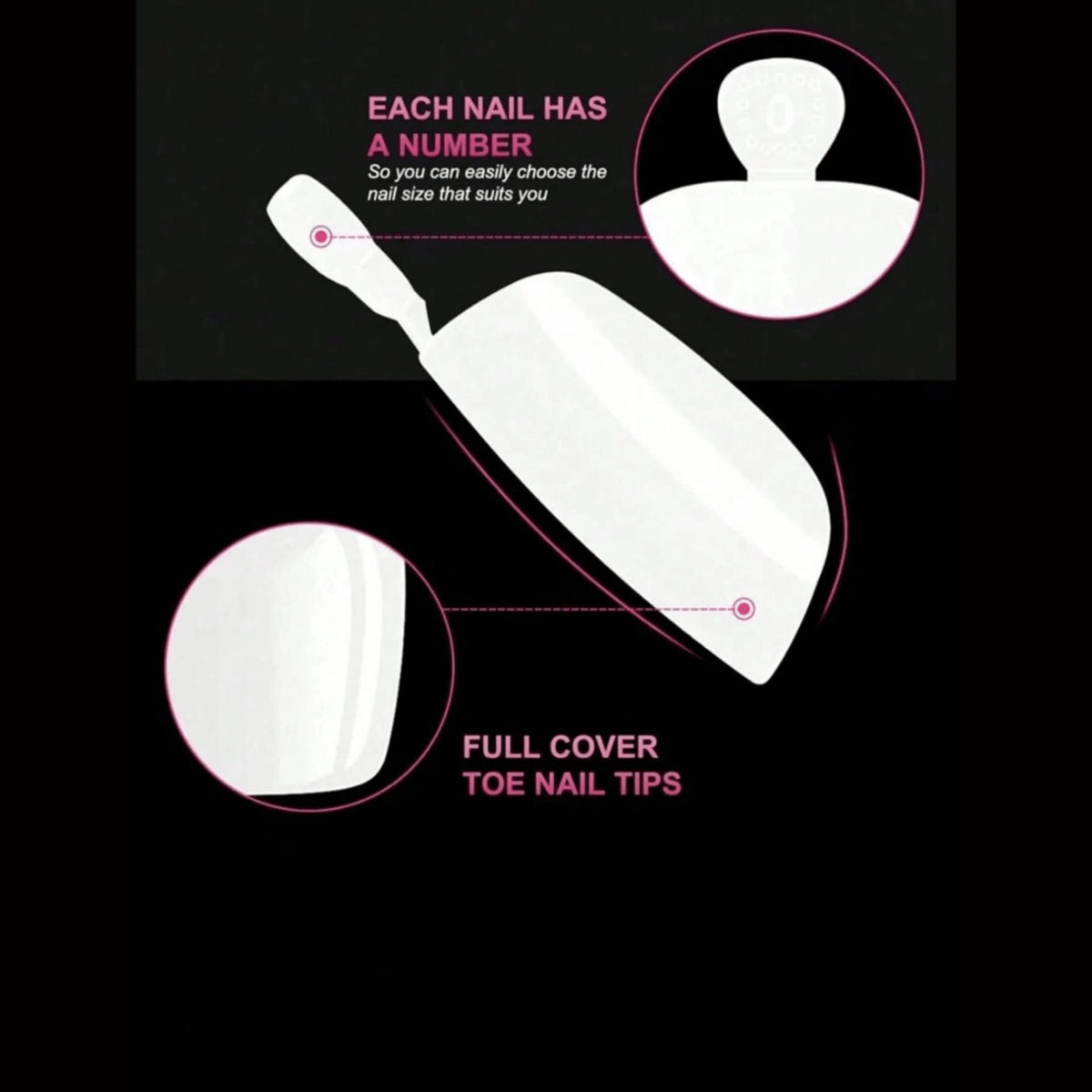 False Toenail Tips Set - 240 White Full Cover Press-On Nails for DIY & Salon Use