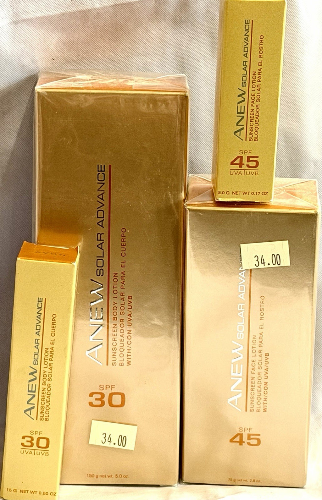 Sunscreen Face & Body Lotion Set of 4 - Full & Travel Sizes, Retired Avon