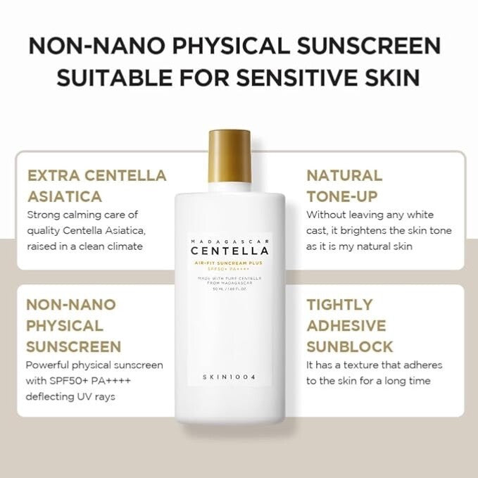 SPF50+ PA++++ Sunscreen with Centella Asiatica 50ml - Broad Spectrum UV Protection